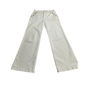 Loft Womens Wide Leg Cream Jeans Size 26/2 Cotton Blend Button Detail